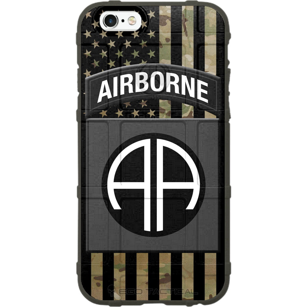 US Army 82nd Airborne Division Patch Subdued Black/White Solid Custom Printed Case Design for Apple, Samsung, Google & Motorola Phone Models