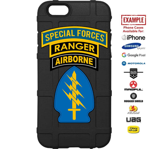 Special Forces, Ranger, Airborne. Triple Canopy Patch Custom Printed Case Design for Apple, Samsung, Google & Motorola Phone Models