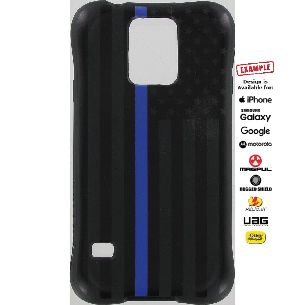 CLEARANCE -Ballistic Jewel Custom UV-Laser Printed Samsung Galaxy S5 ONLY Thin Blue Line US American Flag on Black