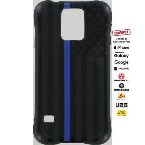 CLEARANCE -Ballistic Jewel Custom UV-Laser Printed Samsung Galaxy S5 ONLY Thin Blue Line US American Flag on Black