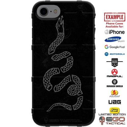 Benjamin Franklin's Join or Die Snake on Black Custom Printed Case Design for Apple, Samsung, Google & Motorola Phone Models
