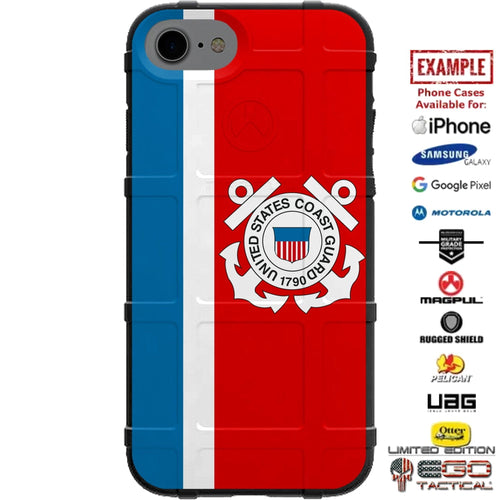 U.S. Coast Guard Flag on Red Custom Printed Case Design for Apple, Samsung, Google & Motorola Phone Models