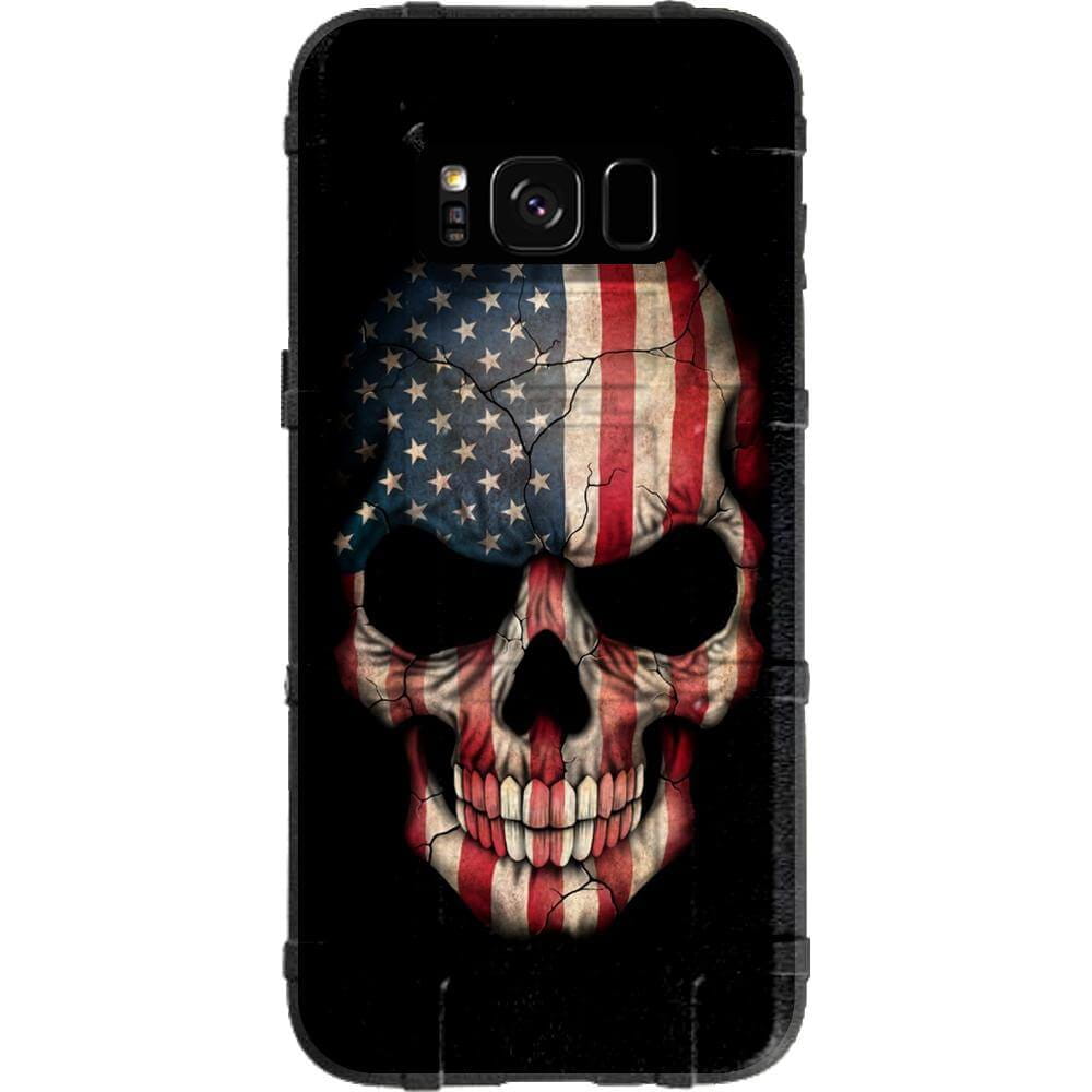 American Flag Skull Subdued or Thin Blue Line Police Skull Custom Printed Case Design for Apple, Samsung, Google & Motorola Phone Models