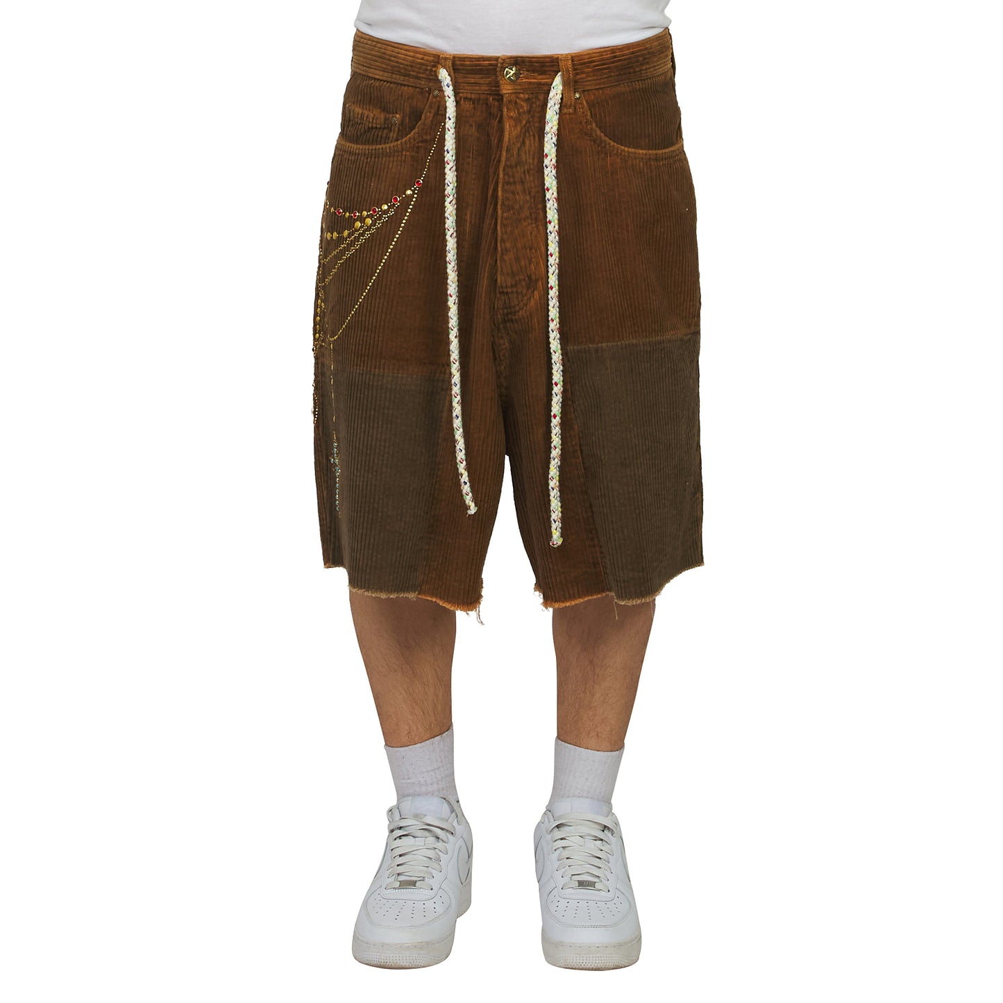 Patchwork Cord Short | Brown