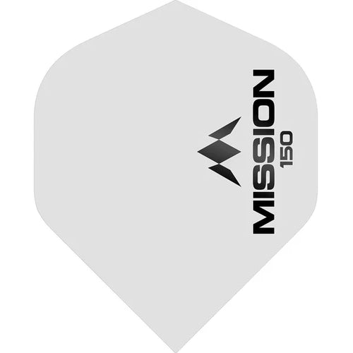 MISSION - Logo 150 No2 Size Dart Flights - 150 MICRON Extra Thick - WHITE