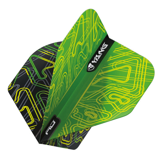RED DRAGON - Yellow and Green Yin Yang Dart Flights - Standard Shape