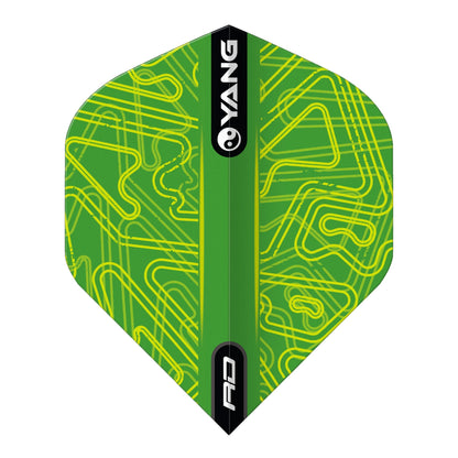RED DRAGON - Yellow and Green Yin Yang Dart Flights - Standard Shape