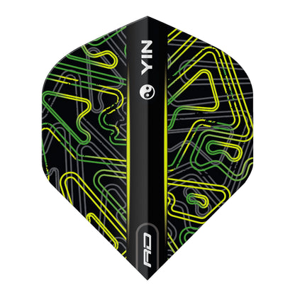 RED DRAGON - Yellow and Green Yin Yang Dart Flights - Standard Shape