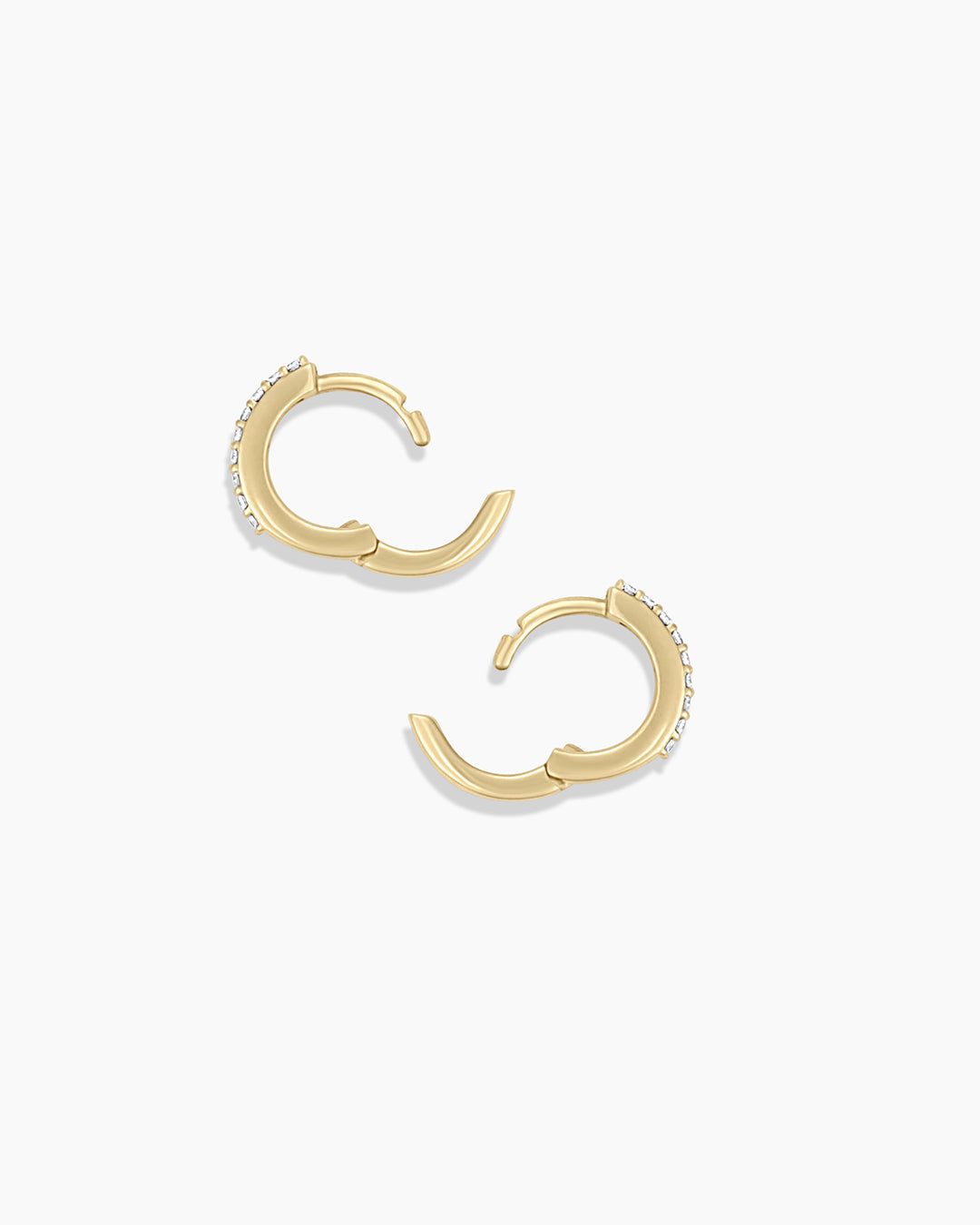 14K Diamond Double Down Huggies