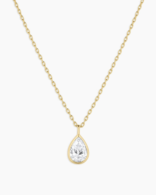 14K Classic Diamond Pear Necklace