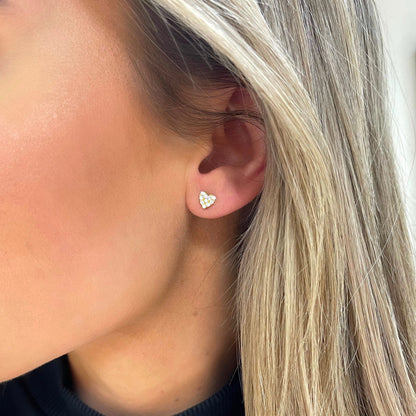 Mini "Love You More" Diamond Heart Stud Earrings