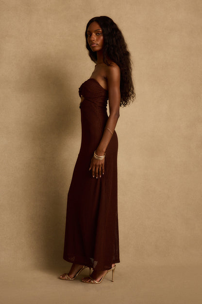 Faith Espresso Strapless Maxi Dress