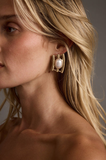 Greta Gold and Pearl Earrings
