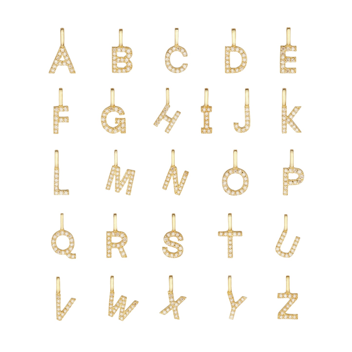 Solid Gold Genuine Diamond Initial Letter Necklace