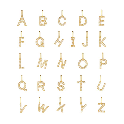 Solid Gold Genuine Diamond Initial Letter Necklace