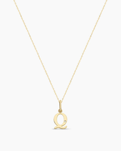 14K Diamond Vintage Alphabet Charm Necklace