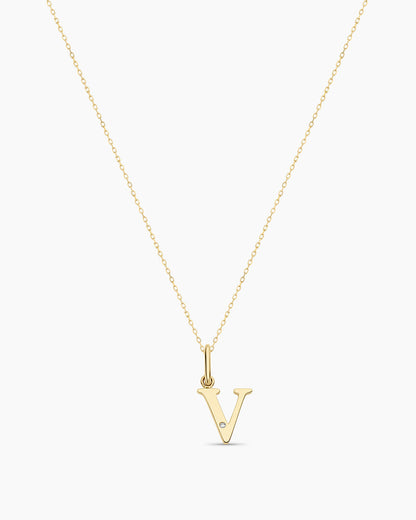 14K Diamond Vintage Alphabet Charm Necklace