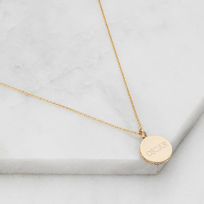 Gold Small Diamond Style Disc Necklace