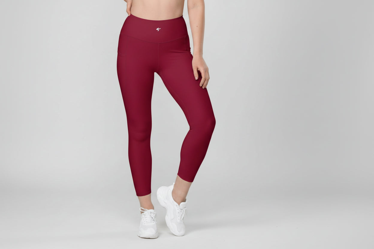 GymBumUK Burgundy Pocket Leggings