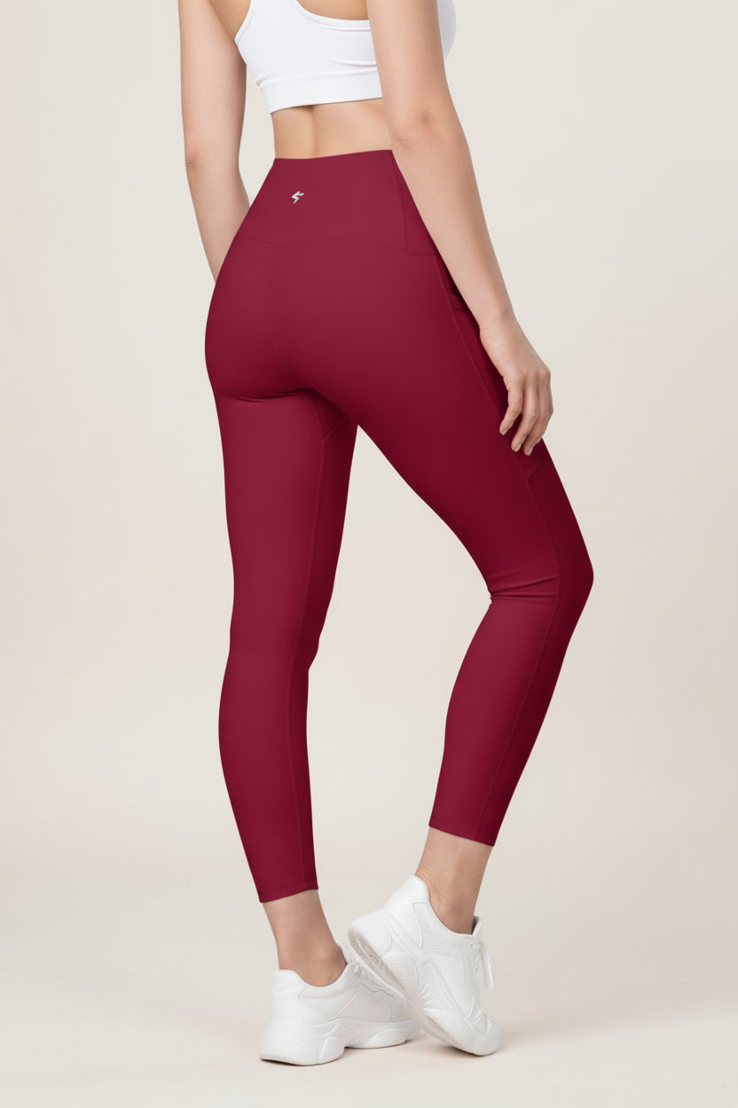GymBumUK Burgundy Pocket Leggings
