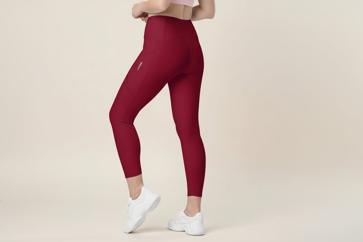 GymBumUK Burgundy Pocket Leggings
