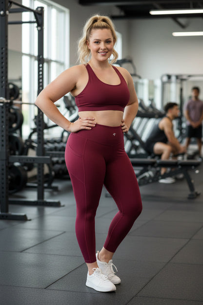 GymBumUK Burgundy Pocket Leggings