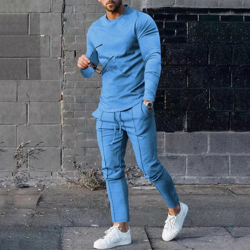 Men's 2 Piece Tracksuit Long Sleeve T Shirt and Jogger Pants Set