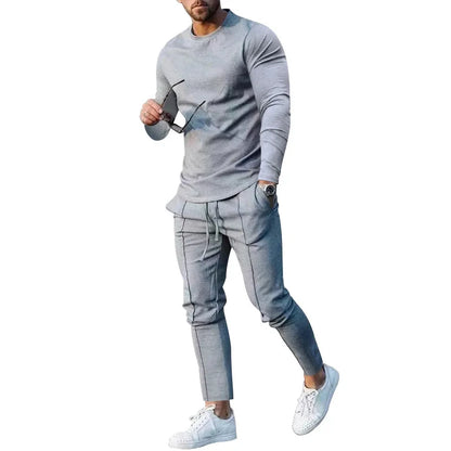 Men's 2 Piece Tracksuit Long Sleeve T Shirt and Jogger Pants Set