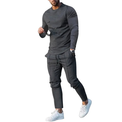 Men's 2 Piece Tracksuit Long Sleeve T Shirt and Jogger Pants Set
