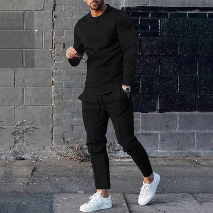 Men's 2 Piece Tracksuit Long Sleeve T Shirt and Jogger Pants Set