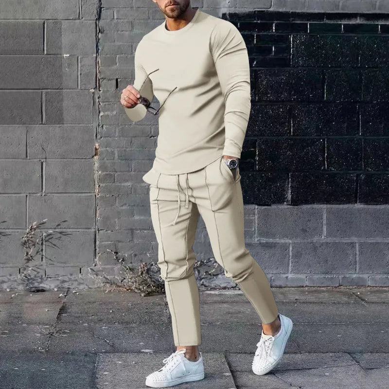 Men's 2 Piece Tracksuit Long Sleeve T Shirt and Jogger Pants Set