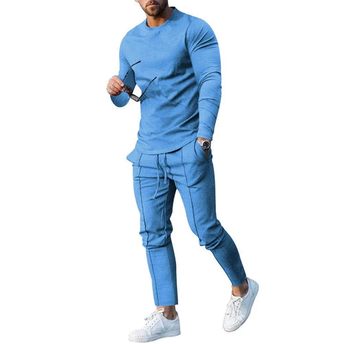 Men's 2 Piece Tracksuit Long Sleeve T Shirt and Jogger Pants Set