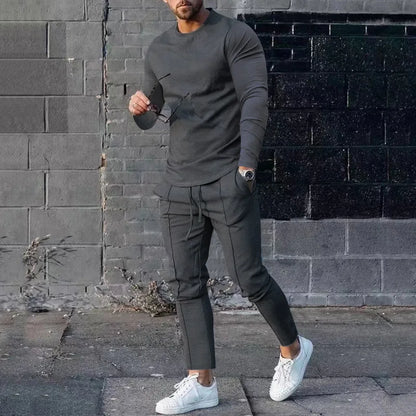 Men's 2 Piece Tracksuit Long Sleeve T Shirt and Jogger Pants Set