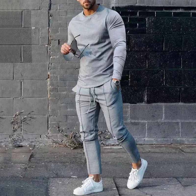 Men's 2 Piece Tracksuit Long Sleeve T Shirt and Jogger Pants Set