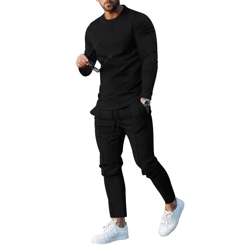 Men's 2 Piece Tracksuit Long Sleeve T Shirt and Jogger Pants Set