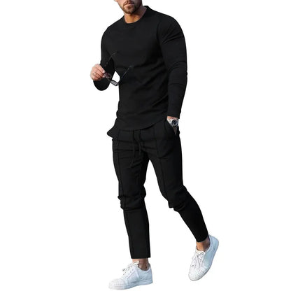 Men's 2 Piece Tracksuit Long Sleeve T Shirt and Jogger Pants Set