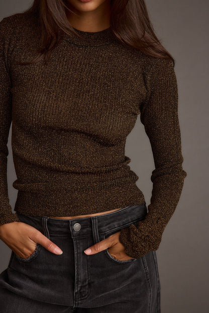 Mirage Gold Lurex Long Sleeve Top