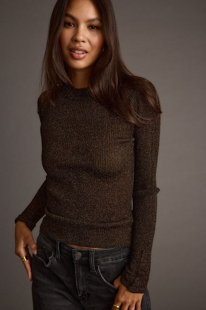 Mirage Gold Lurex Long Sleeve Top
