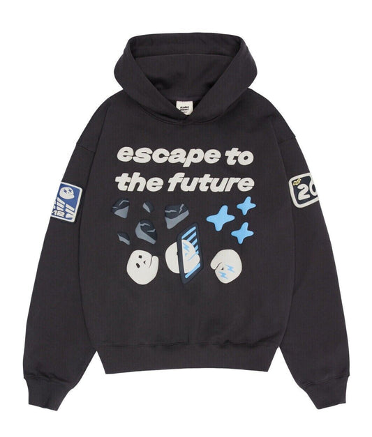 Broken Planet Market Escape To the Future Hoodie - Soot Black