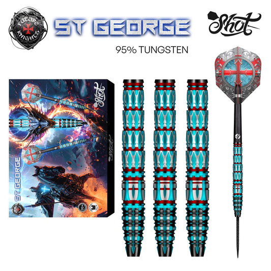 SHOT - 24g - Future Knights St George - 95% Tungsten - Steel Tip Darts Set