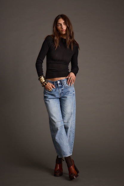 Klara Black Semi-Sheer Top