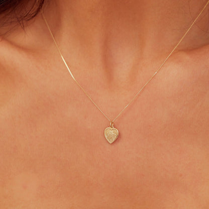 Solid Gold Small Heart St Christopher Necklace