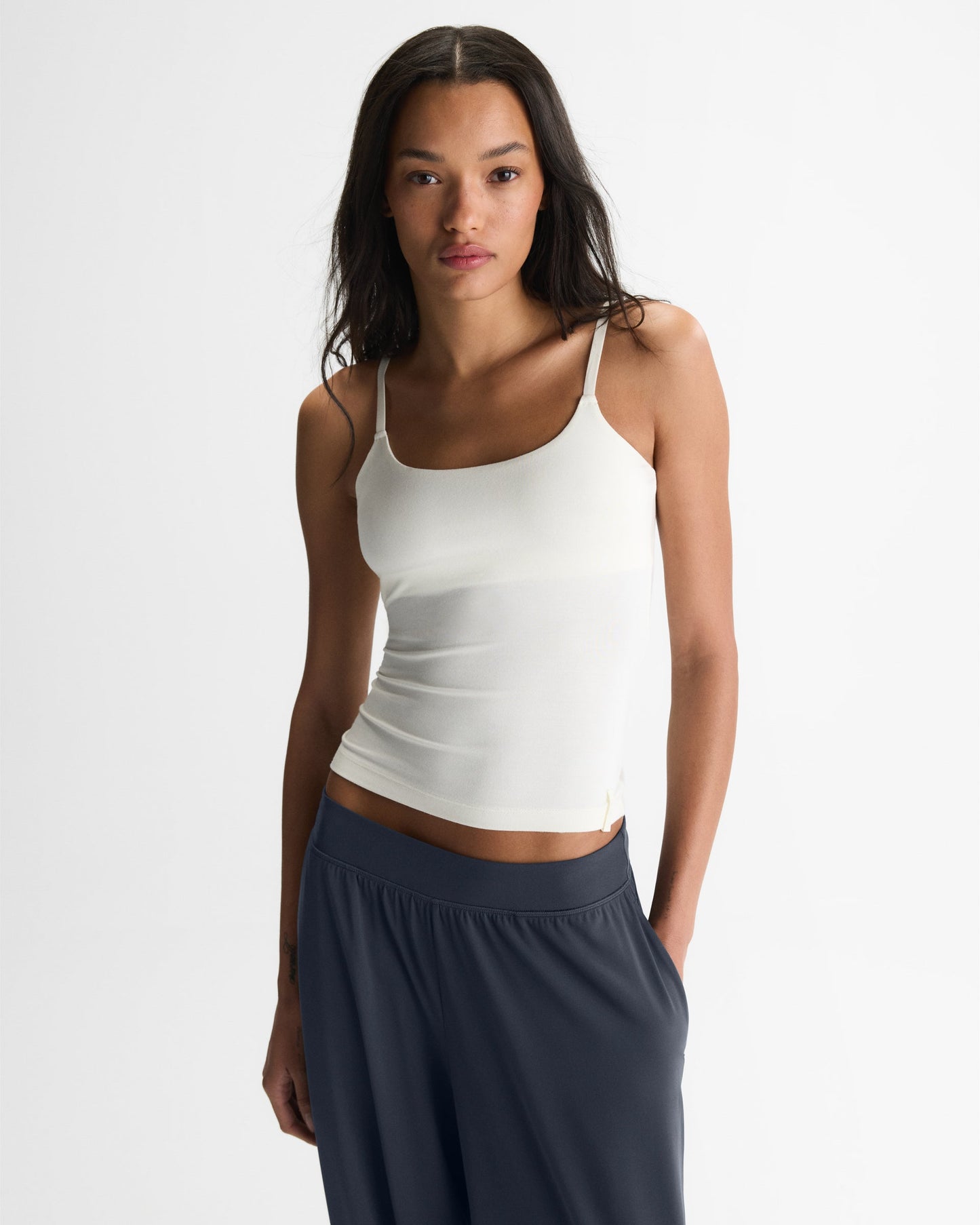 Modal Soft Skinny Strap Cami Top - Marshmallow White