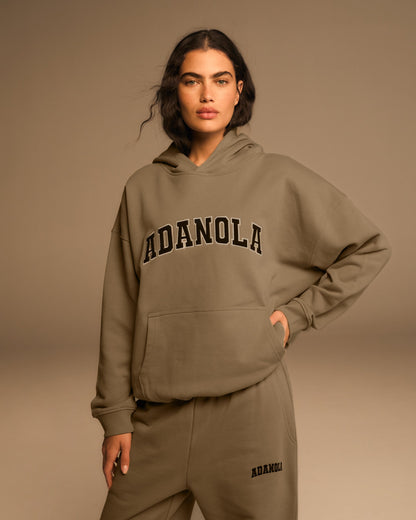 Varsity Oversized Hoodie - Khaki Beige