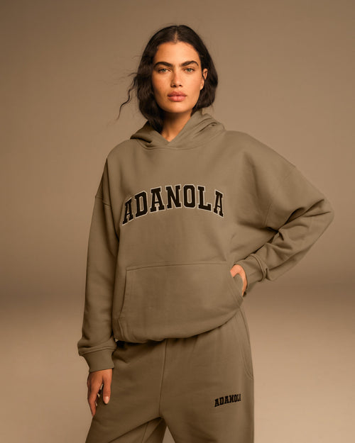 Varsity Oversized Hoodie - Khaki Beige