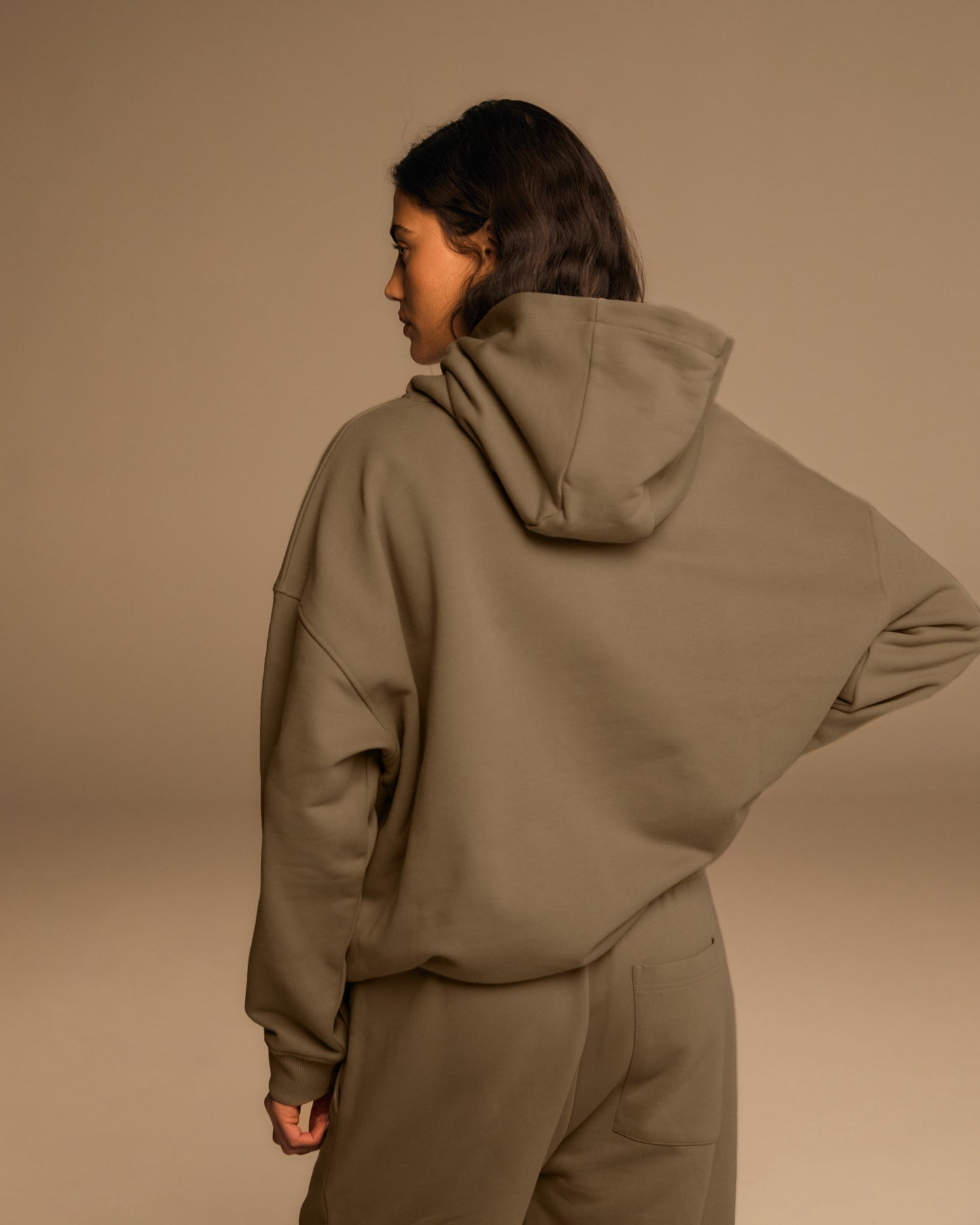 Varsity Oversized Hoodie - Khaki Beige