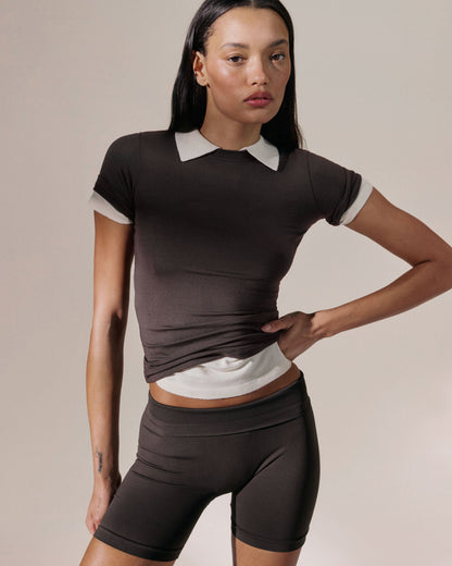 Modal Soft Short Sleeve Top - Coffee Bean