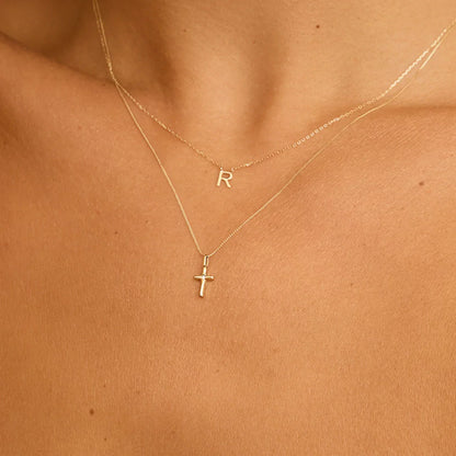 Solid Gold Miniature Initial Letter Necklace