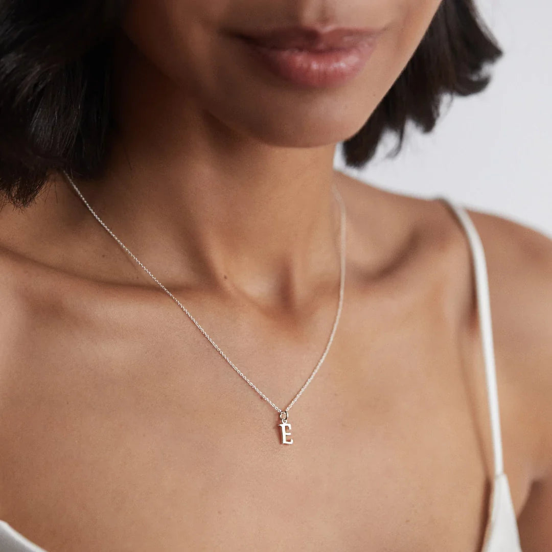 Silver Curve Initial Letter Necklace