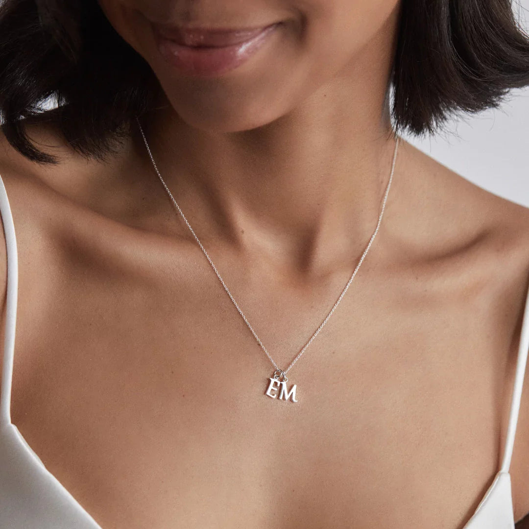 Silver Curve Initial Letter Necklace